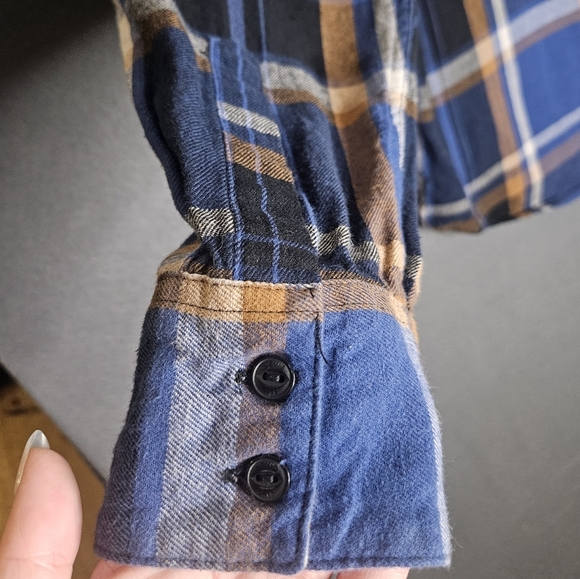 Levi's Mens Flannel Button Down Button Up Long Sleeve Blue Plaid Western Medium - Picture 6 of 13